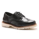 Sapato Mocassim Feminino Oxford Cora Em Couro Legítimo Preto