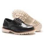 Sapato Mocassim Feminino Oxford Cora Em Couro Legítimo Preto
