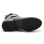 Coturno Feminino Kaena Cano Médio Botinha Em Couro Legítimo Com Zíper - Preto 