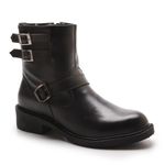 Coturno Feminino Safi Cano Baixo Botinha Em Couro Legítimo Com Zíper - Preto
