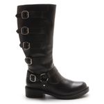 Bota Montaria Zahara Em Couro Legítimo Com Fivelas - Preto