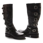 Bota Montaria Zahara Em Couro Legítimo Com Fivelas - Preto