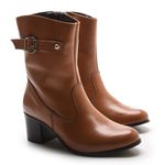 Bota Feminina Liri Cano Médio Em Couro Legitimo - Caramelo