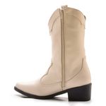 Bota Feminina Texana Country Em Couro Legitimo Cano Alto - Off White