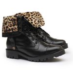 Bota Coturno Cano Curto DobrÁvel - Preto/onÇa