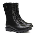 Bota Coturno Cano Curto DobrÁvel - Preto/onÇa