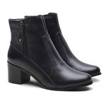 Bota Feminina Cano Curto Em Couro Legitimo Unisola - Alana - Preto