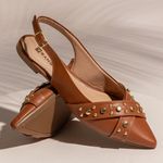 Sapato Sapatilha Feminina Mule Couro Sintético Caramelo