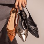 Sapato Sapatilha Feminina Mule Couro Sintético Caramelo