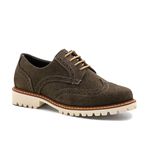 Sapato Mocassim Feminino Oxford Cora Em Couro Legítimo Camurça Verde Militar