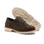 Sapato Mocassim Feminino Oxford Cora Em Couro Legítimo Camurça Verde Militar
