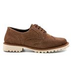 Sapato Mocassim Feminino Oxford Cora Em Couro Legítimo Camurça Conhaque