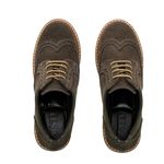 Sapato Mocassim Feminino Oxford Cora Em Couro Legítimo Camurça Verde Militar