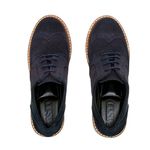 Sapato Mocassim Feminino Oxford Cora Em Couro Legítimo Camurça Marinho