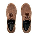 Sapato Mocassim Feminino Oxford Cora Em Couro Legítimo Camurça Conhaque