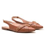 Sapato Sapatilha Feminina Mule Couro Sintético Caramelo