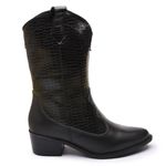 Bota Feminina Texana Country Em Couro Legitimo Cano Alto - Preto