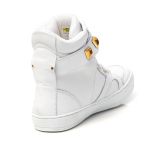 Tênis Sneaker Feminino Couro Legitimo Branco Calçado Fitness 