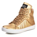 Tênis Sneaker Feminino Couro Legitimo Dourado Calçado Fitness