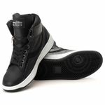 Tênis Sneaker Unissex Couro Legitimo Preto Branco Calçado Fitness
