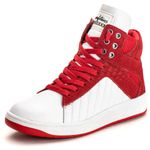 Tênis Sneaker Feminino Couro Legitimo Branco Vermelho Calçado Fitness