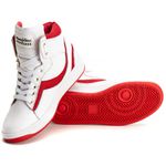 Tênis Sneaker Unissex Couro Legitimo Branco Vermelho Calçado Fitness