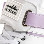 Tênis Sneaker Unissex Couro Legitimo Branco Lilás Calçado Fitness