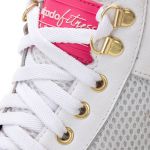 Tênis Sneaker Couro Legitimo Branco Rosa Calçado Fitness 