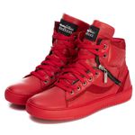 Tênis Sneaker Unissex Couro Legitimo Vermelho Calçado Fitness