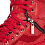 Tênis Sneaker Unissex Couro Legitimo Vermelho Calçado Fitness