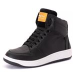 Tênis Sneaker Unissex Couro Legitimo Preto Street Cano Médio