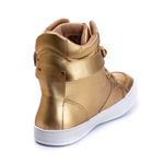 Tênis Sneaker Feminino Couro Legitimo Dourado Calçado Fitness