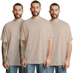 Kit 3 Camisetas Oversized 100% Algodão - Bege 