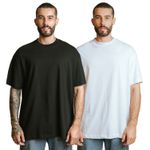 Kit 2 Camisetas Oversized 100% Algodão - Preto + Branco 