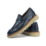 Sapato Loafer Tratorado Confort Couro Marinho M0181