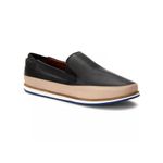 Slip On Super Leve Couro Preto 