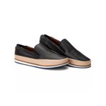 Slip On Super Leve Couro Preto 