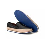 Slip On Super Leve Couro Preto 