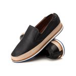 Slip On Super Leve Couro Preto 