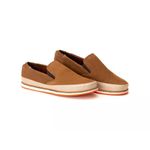 Slip On Super Leve Couro Nobuck Castor 