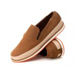 Slip On Super Leve Couro Nobuck Castor 