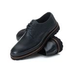 Sapato Derby Confort Couro Preto