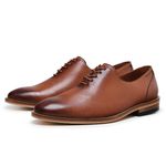 SAPATO SOCIAL DERBY LISO CARAMELO - SOLA COURO