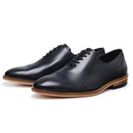 SAPATO SOCIAL DERBY LISO PRETO - SOLA COURO