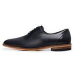 SAPATO SOCIAL DERBY LISO PRETO - SOLA COURO