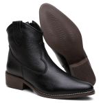 Bota Feminina Western Couro Cano Curto Preta