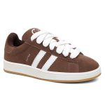 Tênis Feminino Casual Chocolate com Branco Estilo Skatista Retrô em Couro