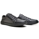 Sapatênis Casual Couro Crest Preto