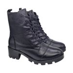 Bota Coturno Feminino em Couro Preto