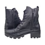 Bota Coturno Feminino em Couro Preto